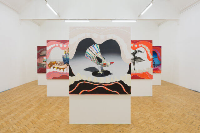 Installation views of Allison Katz, 'Artery' at Camden Art Centre 2022. Photo: Rob Harris