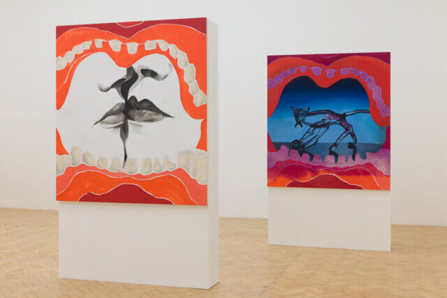 Installation views of Allison Katz, 'Artery' at Camden Art Centre 2022. Photo: Rob Harris