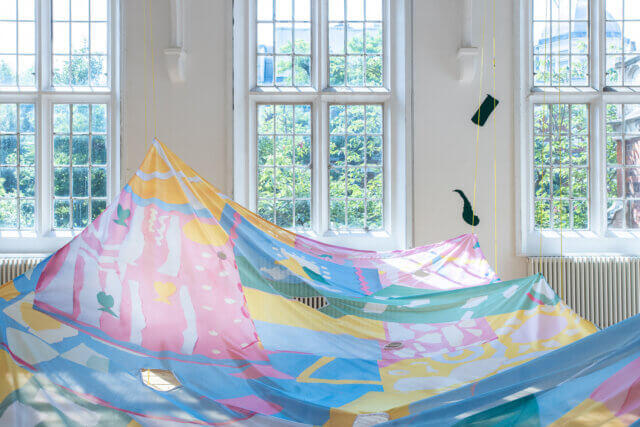 Installation view of ‘I can only dream of living things being made out of letters’, 2021. Photo: Rob Harris.