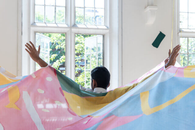 Installation view of ‘I can only dream of living things being made out of letters’, 2021. Photo: Rob Harris.