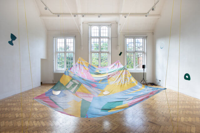 Installation view of ‘I can only dream of living things being made out of letters’, 2021. Photo: Rob Harris.