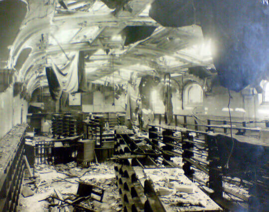 V2 rocket damage on the library room, today Gallery One