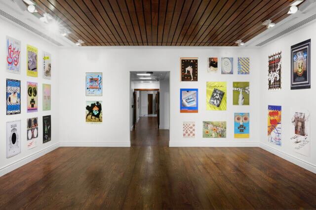 Installation view of Allison Katz, 'Artery Posters 2012 – 2021' at Canada House, 2022. Photo: Eva Herzog. Courtesy of the artist.