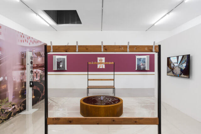 Installation views of Adam Farah, 'WHAT I’VE LEARNED FROM YOU AND MYSELF: (PEAK MOMENTATIONS / INSIDE MY VELVET ROPE MIX),' at Camden Art Centre, 2021. Photo: Rob Harris.