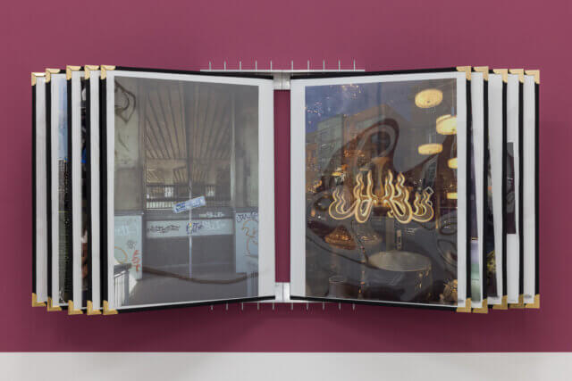 Installation views of Adam Farah, 'WHAT I’VE LEARNED FROM YOU AND MYSELF: (PEAK MOMENTATIONS / INSIDE MY VELVET ROPE MIX),' at Camden Art Centre, 2021. Photo: Rob Harris.