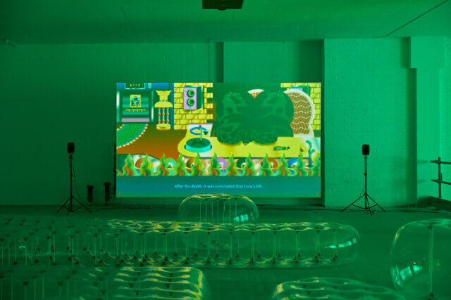 Installation view of Wong Ping, 'Heart Digger,' Camden Art Centre at Cork Street, 2019. Photo : Luke Walker
