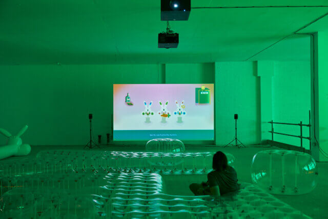Installation view of Wong Ping, 'Heart Digger,' Camden Art Centre at Cork Street, 2019. Photo : Luke Walker