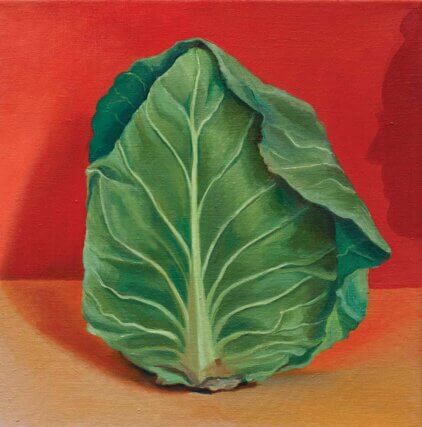 Allison Katz, Cabbage (and Philip) No. 22, 2020. Oil on linen.  35 x 35 cm
Photo: Plastiques