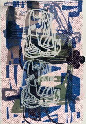Amy Sillman, Dub Stamp (4B), 2018.
From a multi-part series of double-sided acrylic, 
ink, and silkscreen works on paper, 152.5 × 101.5 cm. Photo: John Berens.