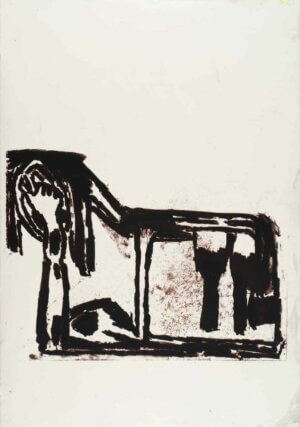 Amy Sillman, Dub Stamp (4B back), 2018. From a multi-part series of double-sided acrylic, ink, and silkscreen works on paper, 152.5 × 101.5 cm each. Photo: John Berens.
