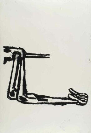 Amy Sillman, Dub Stamp (5B back), 2018. From a multi-part series of double-sided acrylic, ink, and silkscreen works on paper, 152.5 × 101.5 cm. Photo: John Berens.