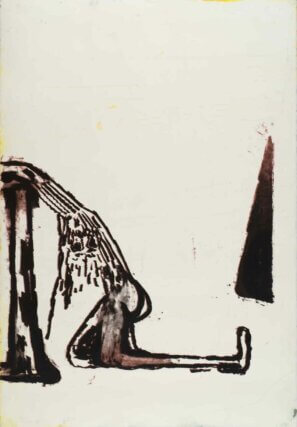 Amy Sillman, Dub Stamp 9A back), 2018. From a multi-part series of double-sided acrylic, ink, and silkscreen works on paper, 152.5 × 101.5 cm. Photo: John Berens.