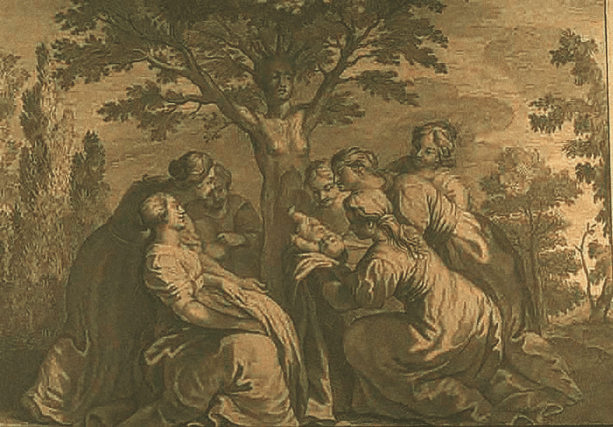 2 Bernard Picart et al., Birth of Adonis, 1732. Engraving for Ovid’s Metamorphoses, Book X, (476–519). Public Domain