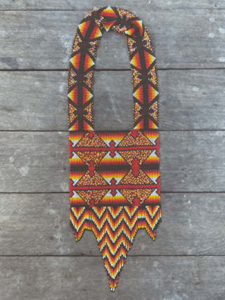 7 Beadwork by artisans of the Yawanawá community, Nova Esperença Village, Rio Gregório, State of Acre, Brazil, 2020. Photo: Delfina Muňoz de Toro