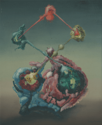9 Ithell Colquhoun, A Visitation 1, 1945. Oil on canvas. Courtesy the estate of the artist