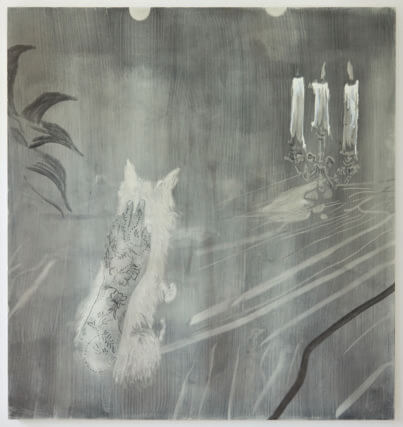 Zeinab Saleh, Rising moon (detail), 2021. Acrylic, charcoal and archival fixative on canvas, 170 x 160cm. Photo: Luke Walker