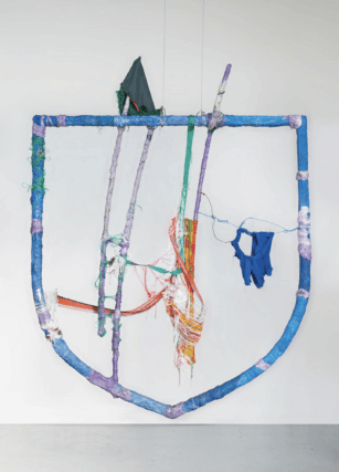 Julien Creuzet, 2021. Plastic, metal, fabric, 215 x 215 x 20 cm. Courtesy of the artist and High Art, Paris / Arles