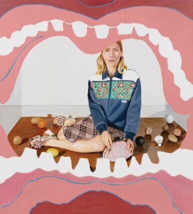 Allison Katz, M.A.S.K., 2021
Oil and acrylic on linen.  160 x 145 cm
Photo: Plastiques