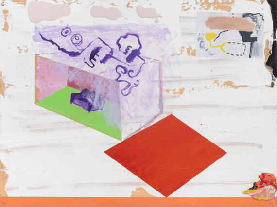 Walter Price, Dont let the clouds steal your color, 2020. Acrylic, gesso, encaustic, photo collage, and super white on wood. 45.7 × 61 cm 