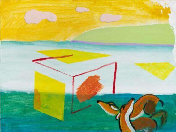 Walter Price, Fate of the animals #2, 2020. Acrylic, gesso, encaustic, 
and super white on wood. 45.9 × 61.1 cm 