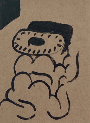 Walter Price, Bod deese #6, 2015. Enamel on kraft paper. 27.9 × 21.6 cm