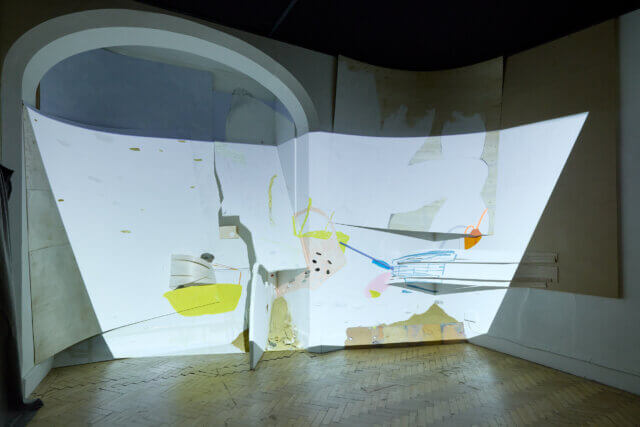 Installation view of Dani and Sheilah ReStack, 'Cuts in the Day' at Camden Art Centre, 2022. Photo: Luke Walker