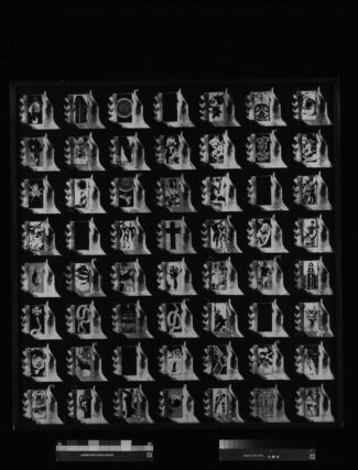 Wallace Berman, Untitled, 1966. 114 ✕ 120cm. 56 image Verifax collage. Collection of Dan and Jeanne Fauci. © The Estate of Wallace Berman  
