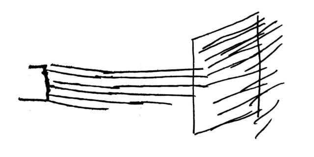 Emma Hart, drawing for Blind 2006, installation composed of Venetian blind, motor and 35mm slide projector © the artist