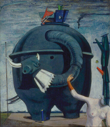 Max Ernst, Celebes 1921. Oil on canvas, 125cm ✕ 108  cm. © ADAGP, Paris and DACS London, 2007. Courtesy Kerlin Gallery, Dublin and Tanya Bonakdar Gallery, New York.