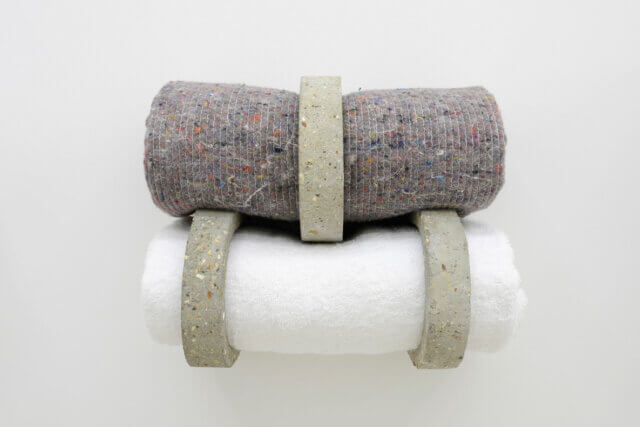 Florian Roithmayr, Envelope, Crusted, 2015 Towels, moving blankets, cast concrete,  detail, overall dimensions 244.5 × 122 × 22.5cm