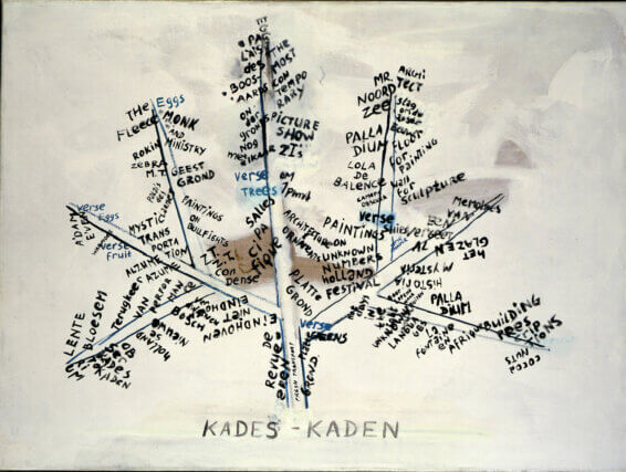 René Daniëls, Kades-Kaden [Quays-Quays] 1987. Oil on canvas. 90 ✕ 120 cm. 
Private Collection, Switzerland

