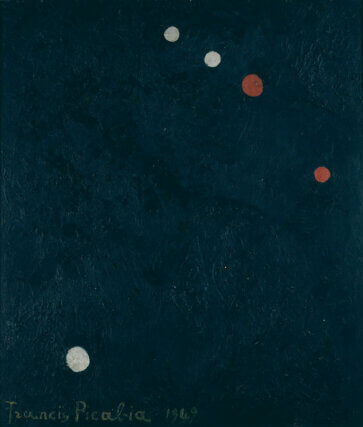 Francis Picabia, The Sky, 1949. Oil on wood, 75 ✕ 64cm. Private Collection, Turin. © ADAGP, Paris and DACS, London 2004