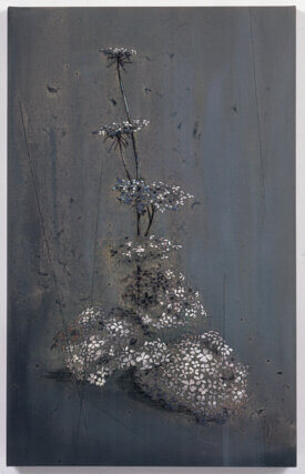 Michael Raedecker, penetration 2005. Acrylic and thread on canvas, 98 ✕ 62 cm. Collection Ann and Steven Ames, New York