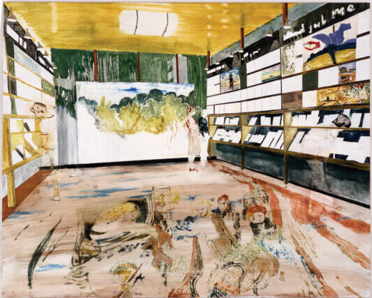 Karin Mamma Andersson, Touched by Gods, 2002. Oil on panel. 122 ✕ 152 cm. © the artist. Courtesy of Magnus Karlsson, Stockholm; Stephen Friedman Gallery, London; and David Zwirner, New York