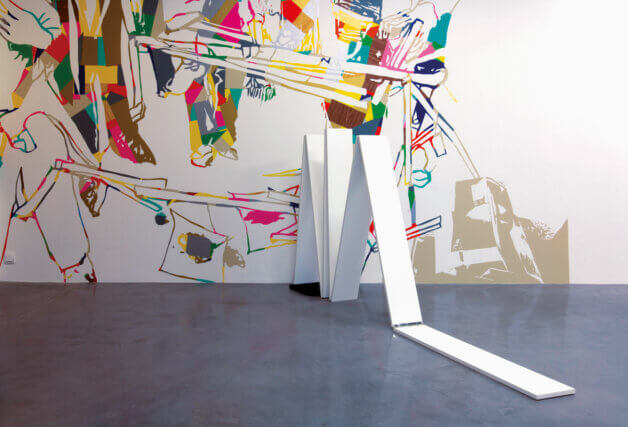 Santiago Cucullu, Love and Menace in the Big City, 2006. Vinyl on wall, installation view, Le Plateau. Frac Ile-de-France, Paris. Dimensions variable. Courtesy the artist and Perry Rubenstein Gallery, New York