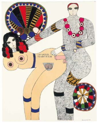 Dorothy Iannone, I Am Whoever You Want Me To Be 1970/71. Acrylic on linen mounted on canvas.