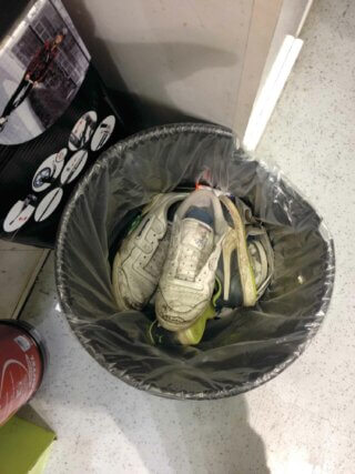 A pair of Reebok Classics in the bin at a sports shop. Photo: Jesse Wine
