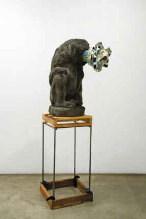 Siobhán Hapaska, Speaker 2006. Fibreglass, wood, steel, slate powder, acrylic paint, cotton. 208.5 ✕ 73.75 ✕ 66 cm. © the artist. Courtesy Kerlin Gallery, Dublin and Tanya Bonakdar Gallery, New York.