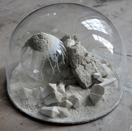 Phoebe Cummings, Formation (clay, bicarbonate of soda, vinegar, glass, 30 × 20cm). Camden Arts Centre, 2013.