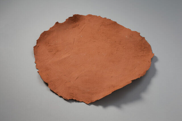 Shelagh Wakely, Clay Dried on the Surface of a Slab, 1979. 
Clay, 40 cm diameter. Courtesy ROOM Artspace, London.