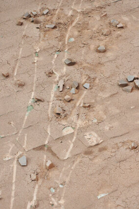 Phoebe Cummings, Mars Path 
(clay, approx. 50cm × 140cm).
Camden Art Centre, 2013