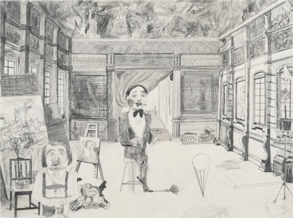 Jockum Nordström, Back in the Garage with My Bullshit Detector, 2000. Graphite on paper. Courtesy Hort Family Collection.