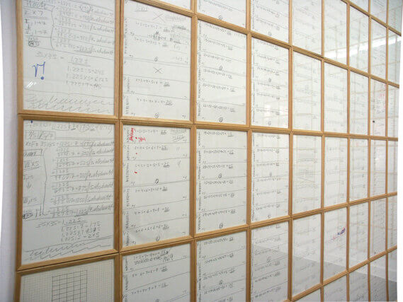 Hanne Darboven 9  x 11 = 99 1972 (Installation view). 305 sheets of paper, handwritten with pencil, ballpoint pen and felt pen, a few collages. Courtesy Konrad Fischer Galerie. © Hanne Darboven Stiftung.