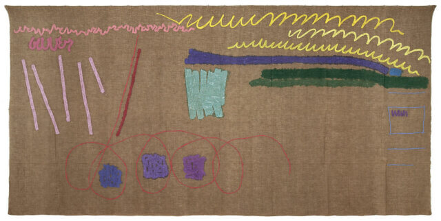 Giorgio Griffa, Lavagna Beuys, 1982. Acrylic on canvas. 300  ×  600   cm. Courtesy Archivio Giorgio Griffa and Casey Kaplan, New York.