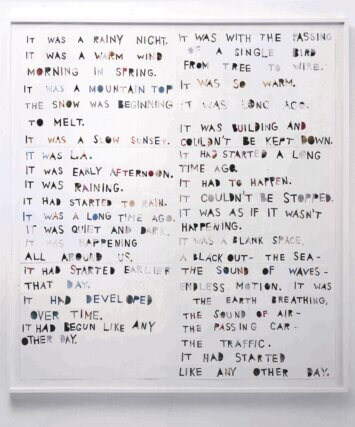 Slower than this (2001) Cut photograph on paper (six elements)
Private collection Switzerland, courtesy Stephen Friedman Gallery, London and CRG Gallery, NY. © the artist
