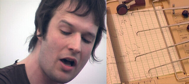 William Hunt, I Don’t Believe You, You’re A Liar (polygraph test of Canon of Dutch Courage, performed by Martin Pilkington, of the band The Mighty Roars, 10 May 2009). Courtesy of William Hunt, IBID Projects, London, and Wentrup, Berlin.