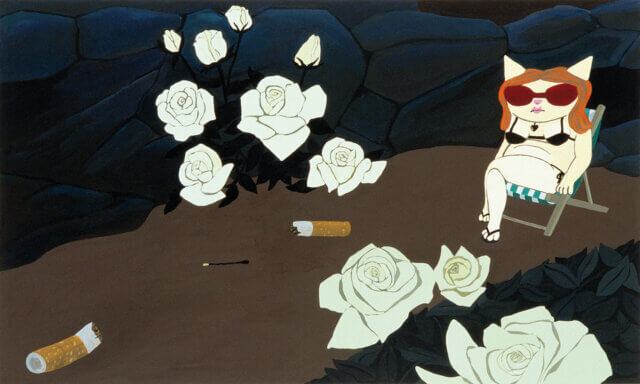 Liz Arnold, Regarding Ghost, 1997. Acrylic on Canvas, 65.5  x  100 cm. Private Collection.
Courtesy Galleria In Arco, Turin.