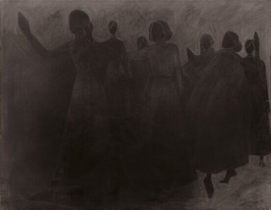 Silke Otto-Knapp, Group (approaching) (detail), 2011. Watercolour on canvas, 100  ×  130 cm.