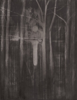 Silke Otto-Knapp, Trees and Moon, 2013. Watercolour on canvas, 130  ×  100 cm.