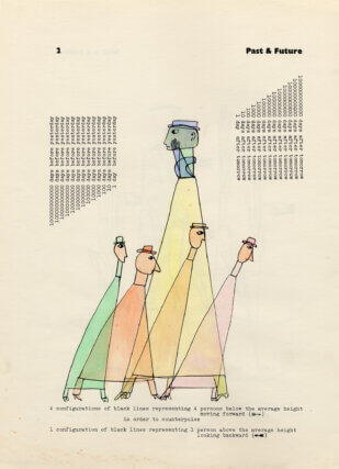 Page from Semantic Divertissements, Gaberbocchus Press, 1962. Hand coloured by Franciszka Themerson.